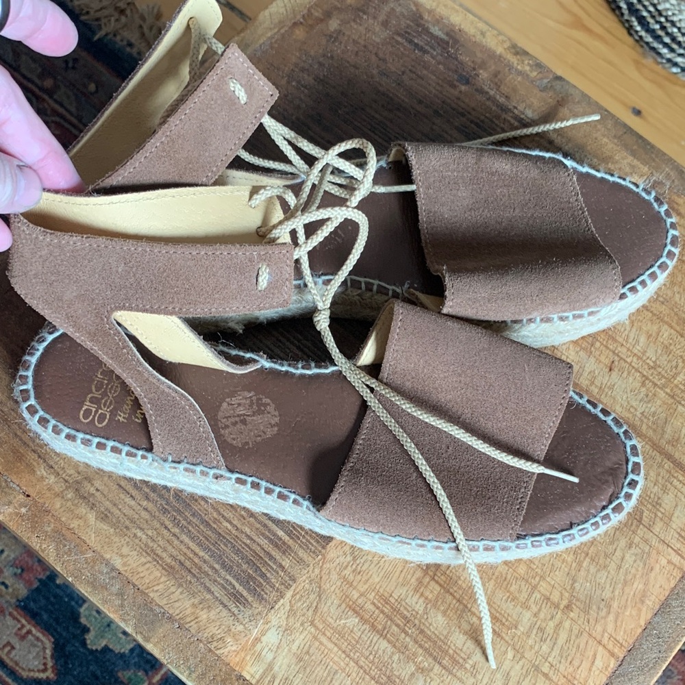 Brown Suede Lace-Up Sandals
